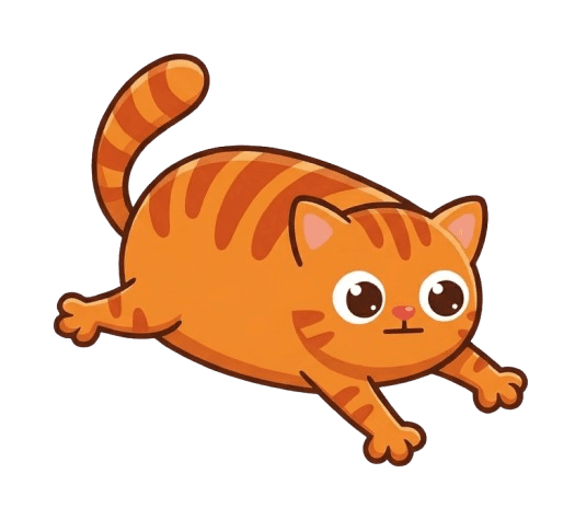 OraCat mascot — chubby orange tabby cat